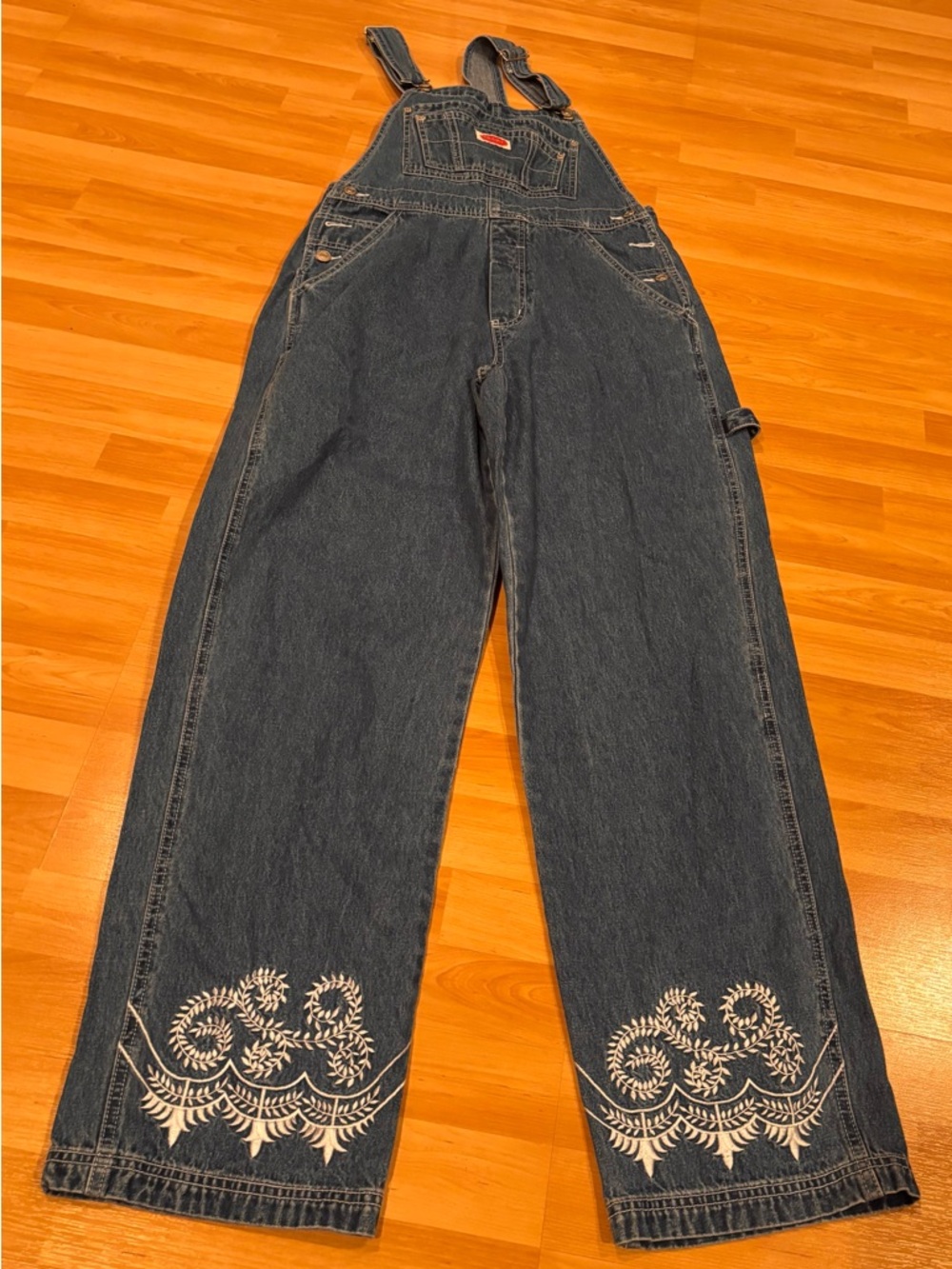 Revolt Vintage Denim Overalls with Embroidered Design
